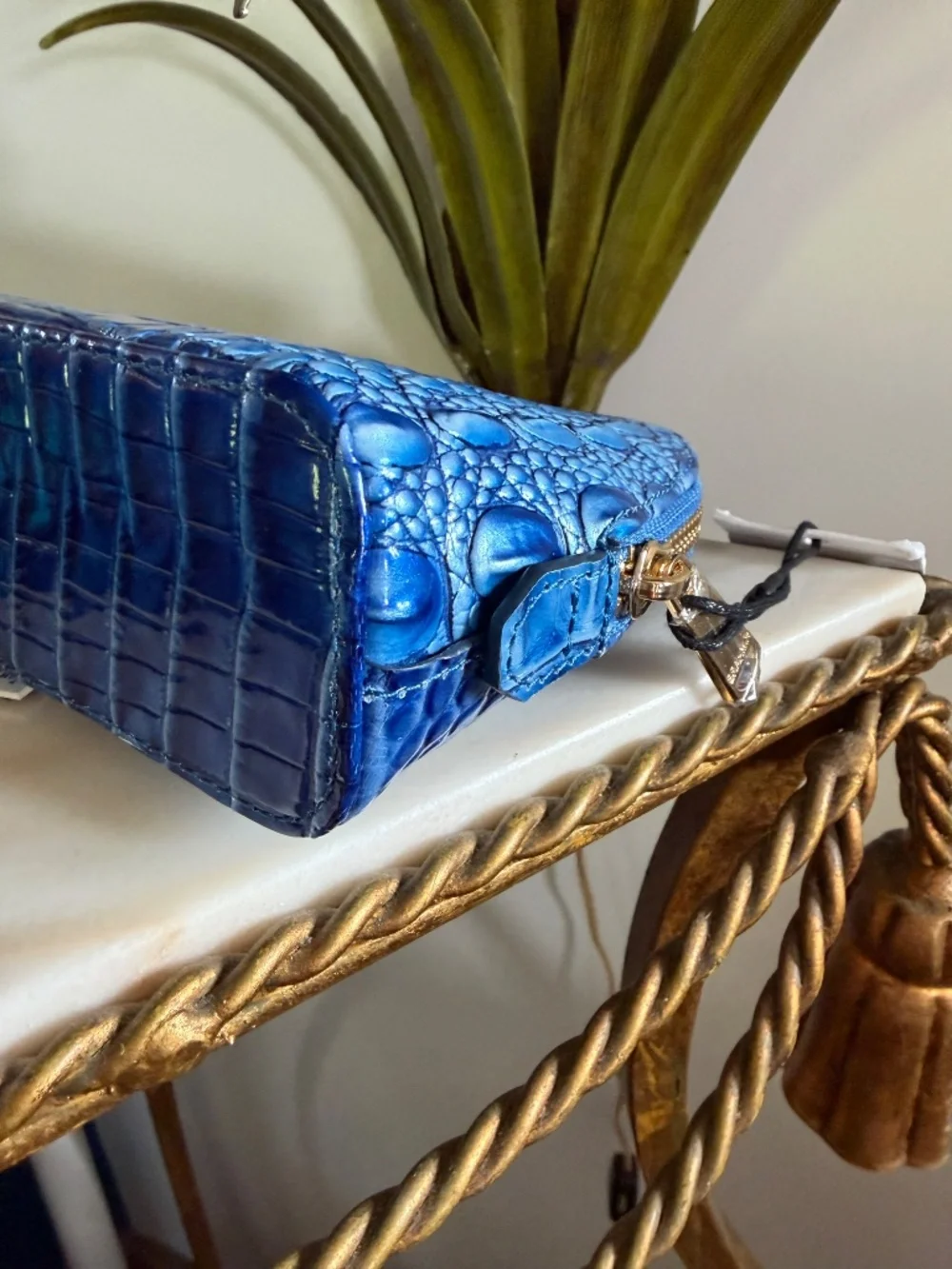 💙 Brahmin Sample 'Electric' Blue Tina Zippered Make Up Bag Pouch Clutch 💙 READ